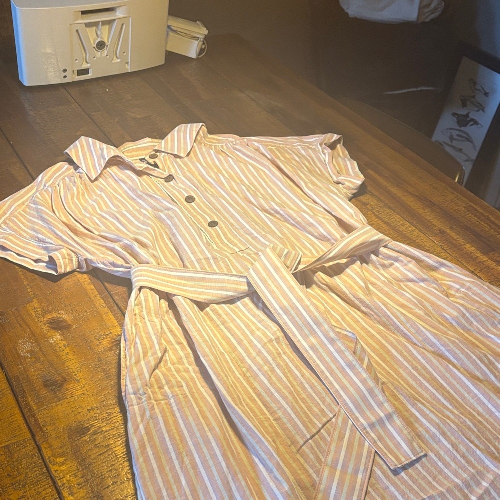 Patagonia Peach and White Striped Shirt